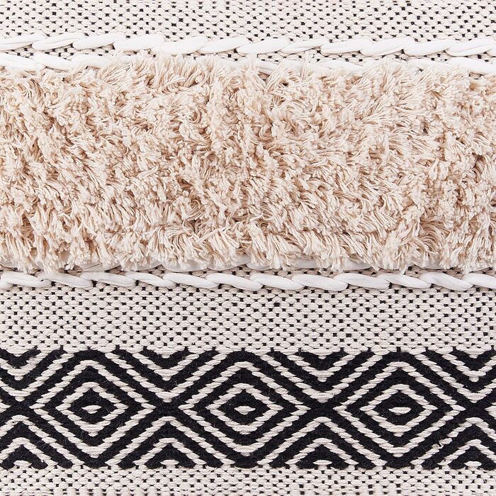 Кремово-білий пуф, 50 x 50 см, бавовна в стилі бохо, ретро декоративні елементи, Канам