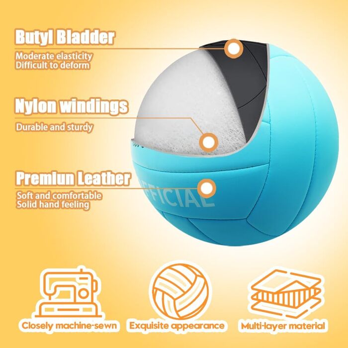 Волейбольний м'яч для пляжу, басейну та тренувань, розмір 5, включаючи насос