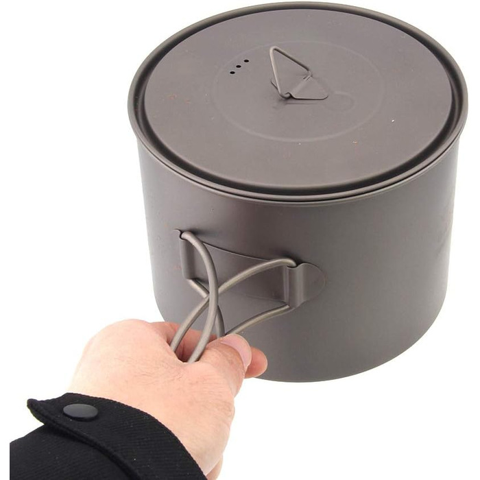 Надлегкий титановий горщик для вулиці, складний портативний посуд для пікніка з кришкою, 1300 мл