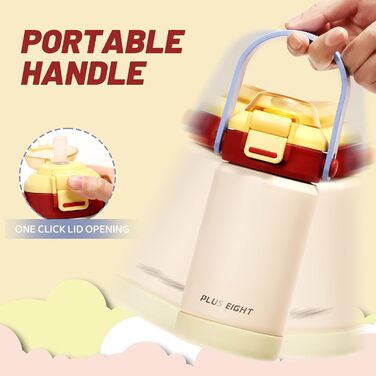 Дитяча ізольована пляшка для води об&39ємом 350 мл із трубочкою, вакуумний стаканчик з подвійними стінками без бісфенолу А, нержавіюча сталь 18/8, герметичні дитячі чашки з трубочкою для школи, подорожей, хлопчиків та дівчаток (бежевий)