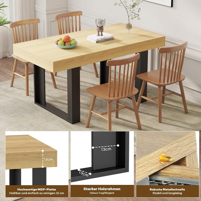 Розсувний обідній стіл 120-160 см, сучасний дерев&39яний обідній/кухонний стіл для 2-6 осіб, довгий розсувний обідній стіл, великий конференц-стіл для вітальні/їдальні (натуральний)