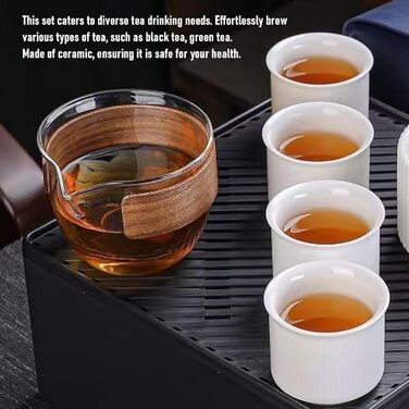 Чайний набір Luocute в китайському стилі кунг-фу, портативна керамічна чайничка та чашки з сумкою для подорожей, для дому, офісу, подарунок для активного відпочинку