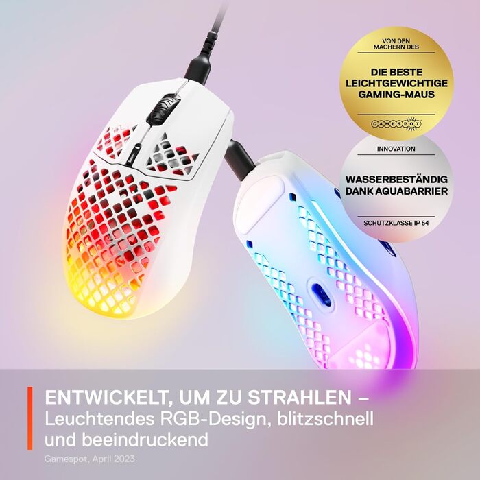 Ігрова миша з отворами на поверхні - Легка, водовідштовхувальна конструкція з пір'я - Оптичний сенсор TrueMove Core з роздільною з