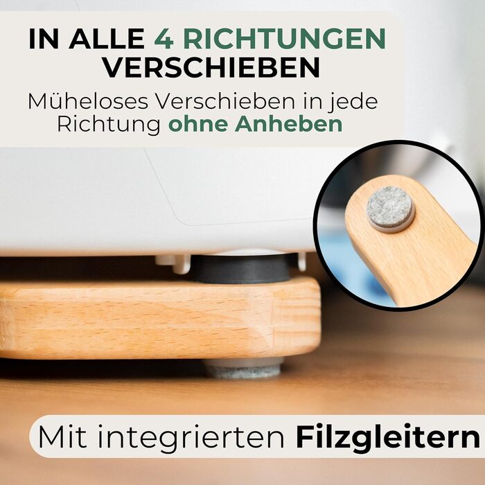 ЗРОБЛЕНО В АВСТРІЇ - Thermomix Gleitbrett aus Solid Holz Buche - Справжнє ковзання завдяки повстяним ковзанням - Мінімалістичний дизайн, 6 und TM5 -