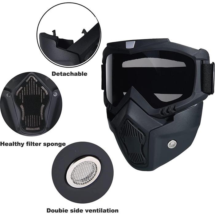 Страйкбольний шолом можна регулювати відповідно до тактичних шоломів, а страйкбольна маска зі знімними окулярами із захистом від запотівання використовується для видів спорту на свіжому повітрі, таких як страйкбол, пейнтбол та ігри з комп&39ютерної графік