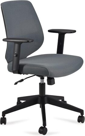 Ергономічне офісне крісло Storeo Basics, стілець для роботи з регульованими підлокітниками, поперекова підтримка, крісло керівника з сітчастої тканини, захисне для спини, легке складання, 63,5 x 58,4 x 91,4 см, сірий, без підголівника, сірий