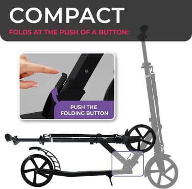 Самокат Lascoota для дітей від 8 років - самокат для дорослих - складний та регульований по висоті - передня підвіска плечовий рем