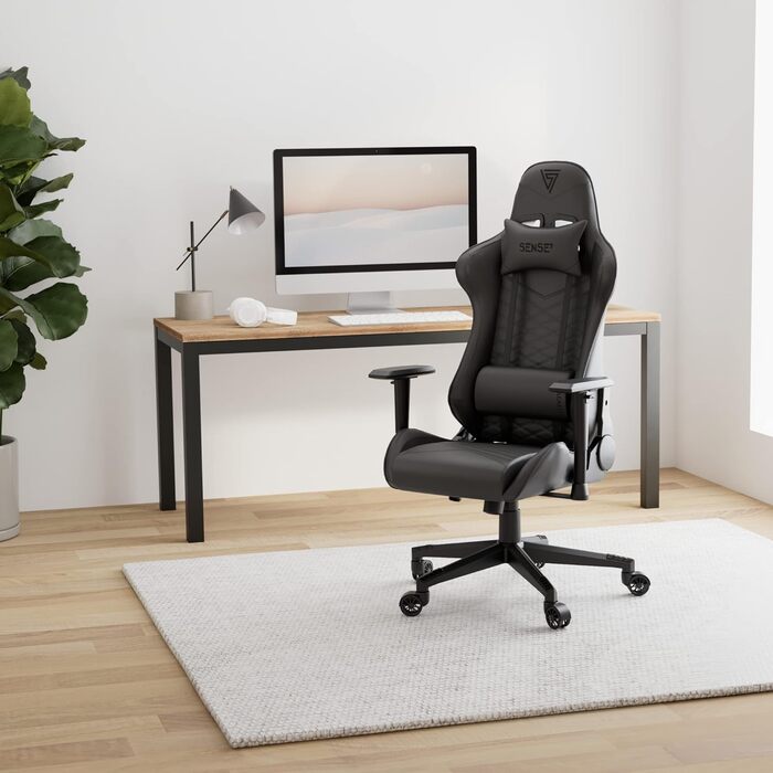 Офісне крісло Gaming Spellcaster, ергономічне крісло для геймерів, підлокітники, цільна сталева рама, регульований кут нахилу, чорний колір, 43-52 x 69,5 x 57 см, 5907783039720, шкіра чорного кольору