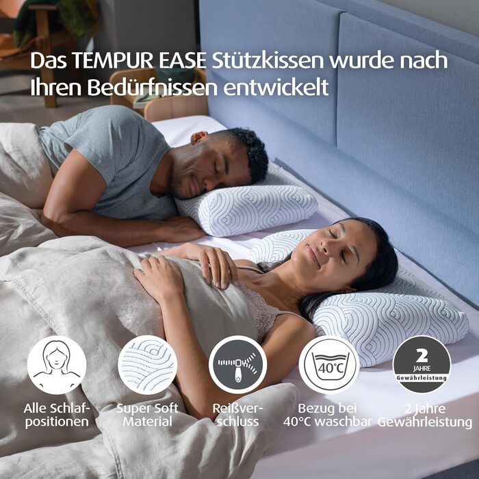 Подушка для сну TEMPUR EASE з піни з ефектом пам&39яті, ергономічна подушка для підтримки шиї для всіх положень сну, жорстка, 50 x 31 x 10/5 см, білий (модель-наступник)