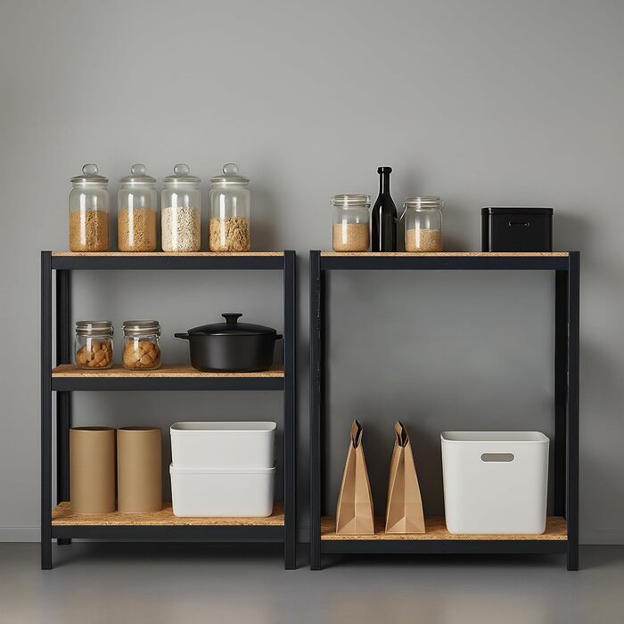 Міцний стелаж Relaxdays, ВxШxГ 180x60x30 см, вантажопідйомність 500 кг, 5 полиць, полиця для зберігання в підвалі, вставного типу, чорний