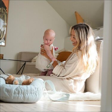 Дитяче гніздо Elodie Details, гніздо для обіймів, портативне гніздо для новонароджених, кокон для немовлят та немовлят, ліжечко-гніздо для подорожей, яке можна прати, 100 бавовна, 78x45 см мінерально-зелений