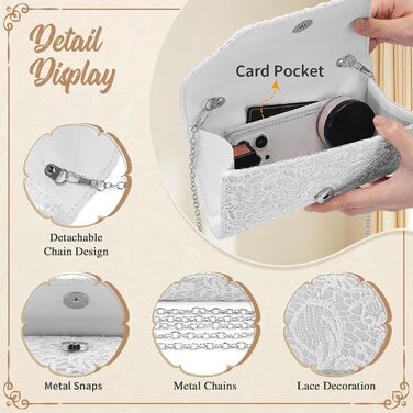 Елегантна жіноча мереживна вечірня сумка-клатч, чудова сумка-клатч, елегантна сумочка, весільна сумка через плече для весілля, вечірки, коктейлю A-білий