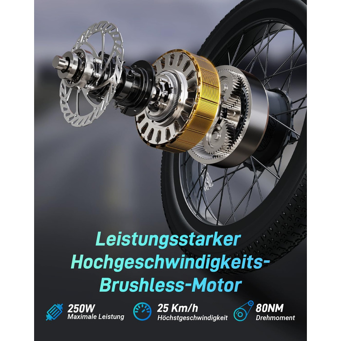 Електричний велосипед DYU C9 E-Bike для чоловіків та жінок - Електровелосипед з акумулятором 48 В 15,6 Аг, колесами 20 x 3,0 дюйма, 7-ступінчастою коробкою передач зі світлодіодним дисплеєм, двигуном 250 Вт та швидкістю 25 км/год, запасом ходу до 150 км, 