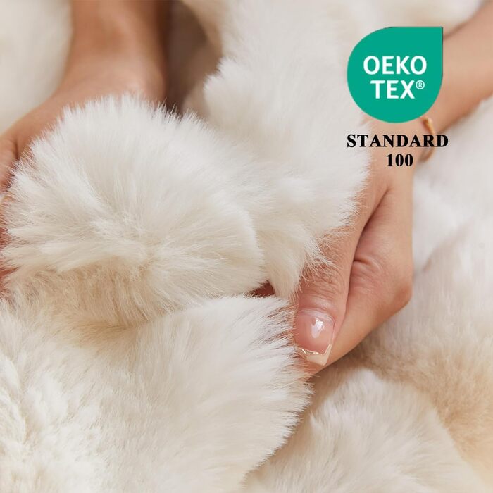 Плюшева ковдра Lanqinglv, 220x240 см, біла, ковдра зі штучного хутра кролика, товста фланелева ковдра, тепла ковдра для ліжка, дивана, спальні, офісу, Gz-білий 220 x 240 см