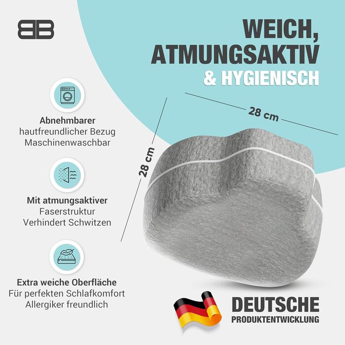 Подушка для колін BACK BODYGUARD для сну на боці - Подушка для ніг - Подушка для сну на боці з чохлом - Позиціонуюча подушка для дорослих - Подушка для ніг - Подушка для колін для сну на боці - Наколінний валик (Подушка сірий чохол)