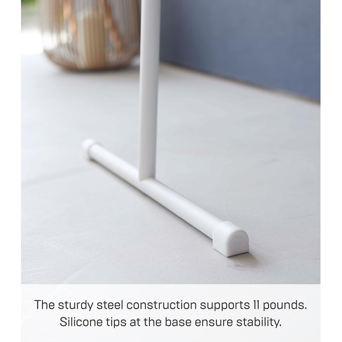 Вішалка для одягу з парою Yamazaki 5972, похила, біла, сталь/дерево/силікон, 38,5 x 47 x 162 см