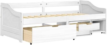 Дитяче ліжко Festnight з 3 шухлядами, ліжко з місцем для зберігання, дитяче ліжко Senta, молодіжне ліжко, ліжко 90x200, сосна натуральна, кушетка, гостьове ліжко, односпальне ліжко з шухлядами, функціональне ліжко, двоярусне ліжко, білий колір 90x200 см, 