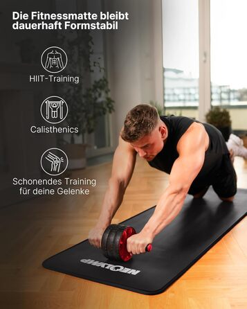 Надзвичайно товстий нековзний килимок для фітнесу з ремінцем для перенесення та електронною книгою килимок для йоги, гімнастики, спортивний килимок та килимок для пілатесу килимок для тренувань для дому, студії та використання на вулиці (чорний 80 см) 80 