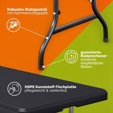 Комплект пивних наметів CASARIA 180 см Складана пивна лавка Широкий стіл Пластикові пивні лавки Пивний стіл Фестивальний намет Пивний набір Складаний стіл Кемпінг Пивний сад Антрацит