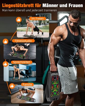 Дошка для віджимань 20-в-1, чорна, складна багатофункціональна дошка для домашнього тренування, портативна рама для віджимань, регульована дошка для віджимань, чорна, так, для чоловіків