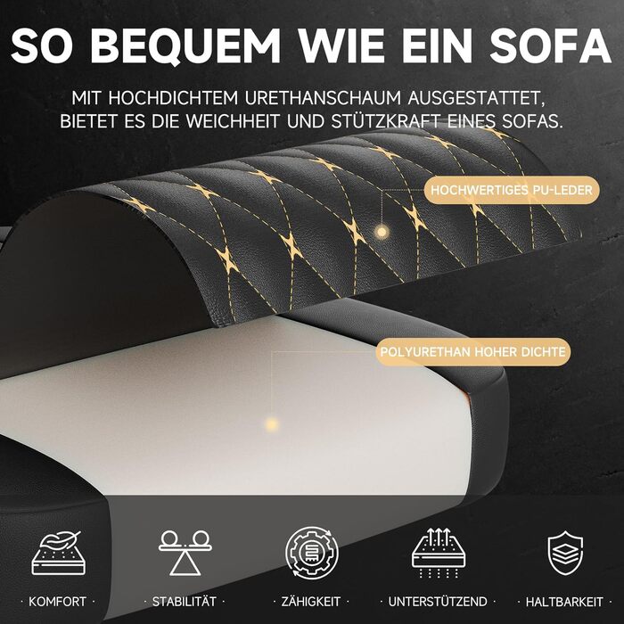 Ергономічне ігрове крісло з підставкою для ніг офісне крісло з високою спинкою та поперековою опорою (чорне)