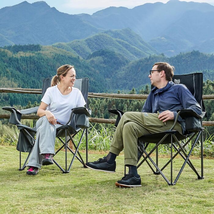 Складаний кемпінговий стілець TIMBER RIDGE, 2 шт., вантажопідйомність 200 кг, великий, ширина сидіння 63 см, зручний м&39який складний стілець з ізольованою сумкою-холодильником, кемпінговий стілець, складний стілець, садовий стілець, стілець для риболовл