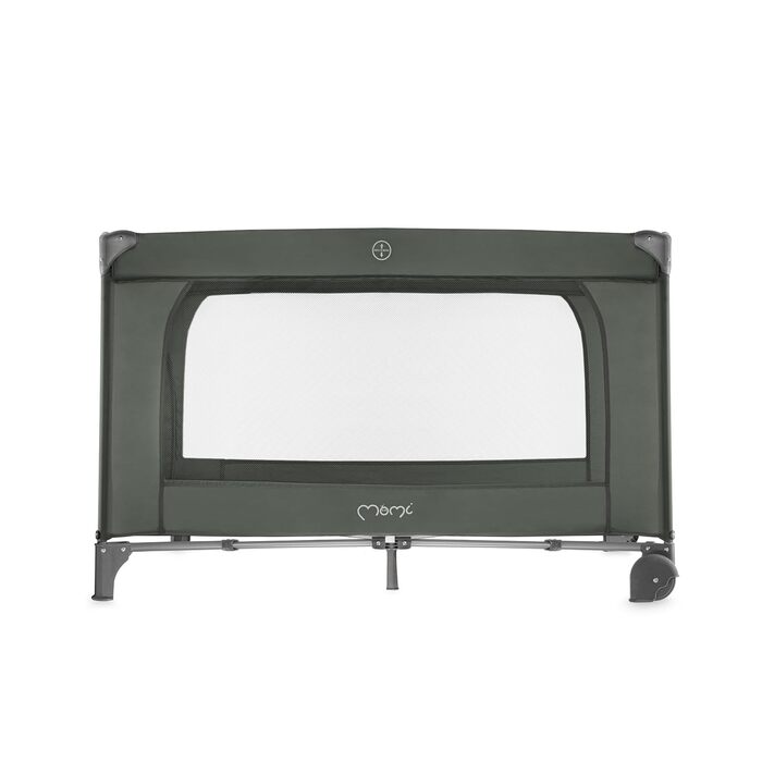 Дитяче та дитяче дорожнє ліжечко MoMi BELOVE PLUS 2-в-1, складне, 2 рівні для сну для немовлят до 9 кг та дітей до 15 кг з дитячим матрацом, ігровою ручкою, пеленальний килимок та сумка для перенесення, темно-зелений