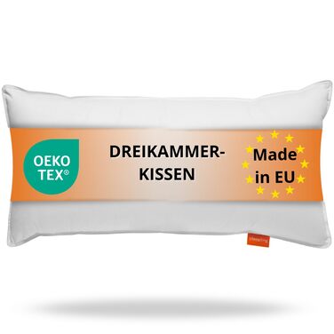 Пухова подушка для сну 40x80 см, 3-камерна пухова подушка, подушка 40 x 80 см з пуху та пера, трикамерна подушка Вироблено в ЄС, Oeko-TEX, Downpass 40 x 80 см 1