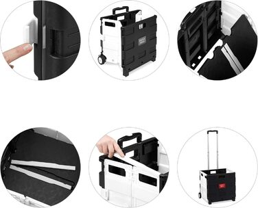 Складний візок для покупок Relaxdays з телескопічною ручкою, колесами, вантажопідйомність до 35 кг, об'єм 50 літрів, чорно-сірий