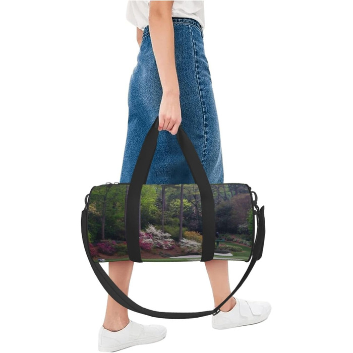 Дорожня сумка з чорно-золотим дизайном, кругла форма, великий об'єм, легка та міцна. Ідеальний подарунок для подорожей, походів, ділових поїздок та занять гольфом, універсальний розмір.