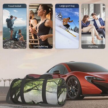 Спортивна сумка, дорожня сумка, дизайн старе дерево, тварини, пейзажний принт, сумка на нічліг, чорна, універсальний розмір, дорожня сумка