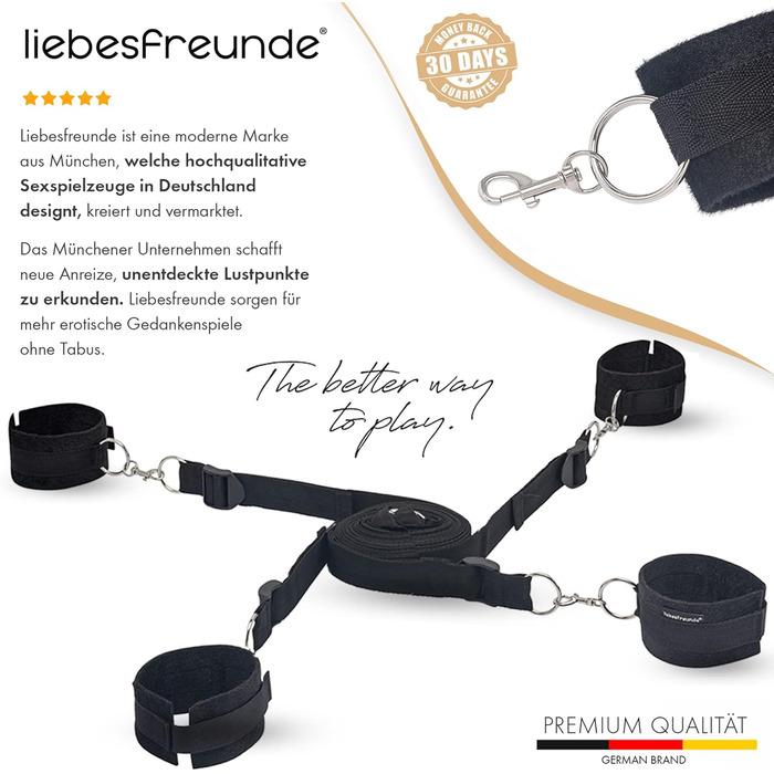 Обмежувачі ліжка Секс-іграшка для пар I Надзвичайно стійкий набір BDSM бондажів з обмеженнями ліжка, наручниками, завязаними очима