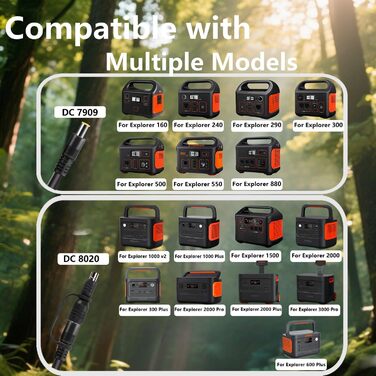 Кабель сонячної розетки на DC 8 мм з адаптером DC 7909 - 8020, кабель сонячної зарядки 14AWG, сумісний з Jackery Explorer 240/1000/2000 Pro Plus, Bluetti EB70/EB3A/AC200MAX, електростанцією Anker 535/555 (5 м).