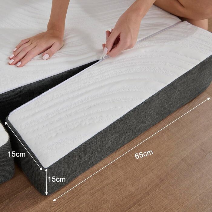 Розкладний матрац, розкладний гостьовий матрац 120 x 195 x 15 см, можна прати та складати, 4-секційний розкладний матрац зі знімним чохлом для подорожей, кемпінгу, гостьове ліжко, сірий, 120x195 15,0 сантиметрів
