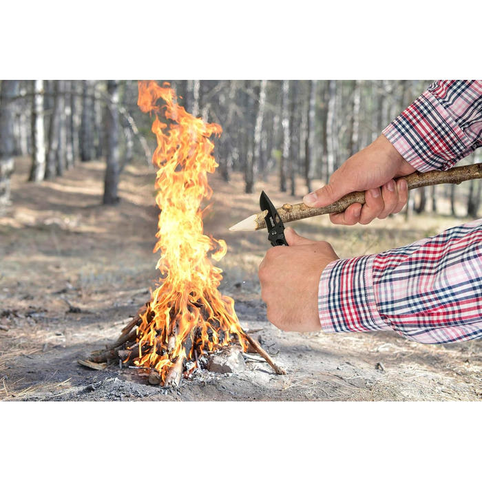 Ніж для відпочинку зі складним гладким лезом I 4288000 I Універсальний ніж для відпочинку для хобі та кемпінгу, чорний прямий клин