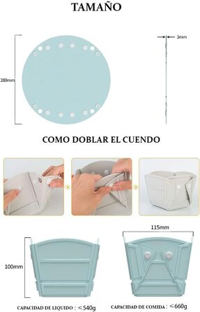 Складана силіконова миска та тарілка з 3 положеннями - Ідеально підходить для кемпінгу, пляжних та гірських походів - Герметична та універсальна, упаковка з 2 шт. (чорна)