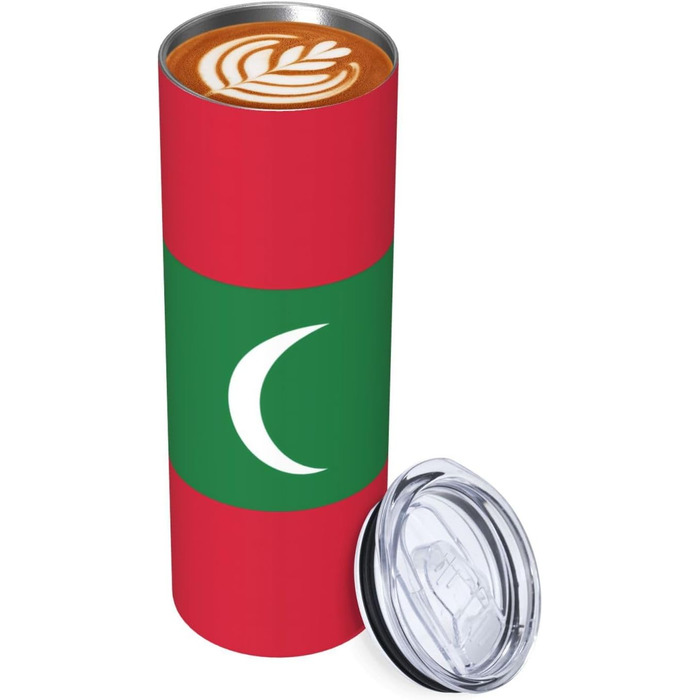Кухоль з прямою трубочкою, дизайн мальдівський прапор, дорожній кухоль з принтом, підходить для кемпінгу, офісу та дому, 590 мл