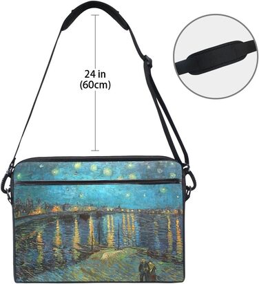 Сумка через плече для ноутбука із зоряною ніччю над Роною від 14 до 15,6 дюймів (35,6 см) з регульованим плечовим ременем для ноут