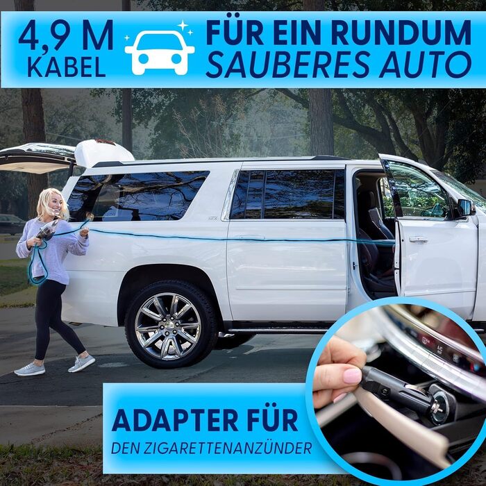 Автомобільний пилосос ThisWorx зі світлодіодним підсвічуванням - Ручний пилосос для прибирання автомобіля - 106 Вт 12 В - Адаптер