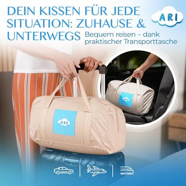 Ортопедична подушка для шиї ARI - Ергономічна подушка з чохлом з піни з ефектом пам&39яті та бавовни Для сну на животі, спині та на боці Подушка з піни з ефектом пам&39яті, включаючи сумку для перенесення та чохол