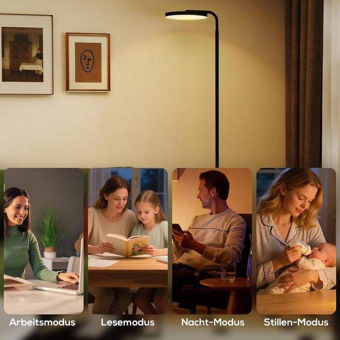 Світильник підлоговий LED HOMCOM, диммер, 2800 лм, з магнітним пультом керування