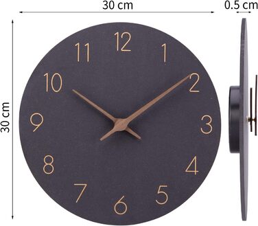Дерев'яний настінний годинник ACCSHINE MDF без біжучої стрілки безшумний сучасний 30-сантиметровий кварцовий настінний годинник на