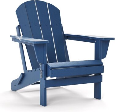 Стілець TORVA Adirondack з переробленого пластику, HDPE, розбірний, відкритий, крісла для патіо, крісло для газону, стійкий до погодних умов, стілець Adirondack, темно-синій