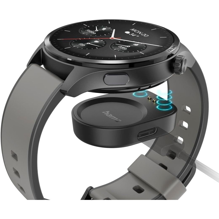 Розумний годинник Hama (сховище музики, кольоровий AMOLED-дисплей 1,43 дюйма, скло Panda Glass, GPS, функція телефону, водонепроникність, WhatsApp, голосовий помічник, трекер сну, 110 спортивних режимів, крокомір, пульсометр тощо) чорний