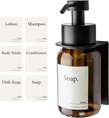 Скляний дозатор для мила з самоклеючим настінним кронштейном Помповий дозатор для рідкого мила з нержавіючої сталі Дозатор для мию