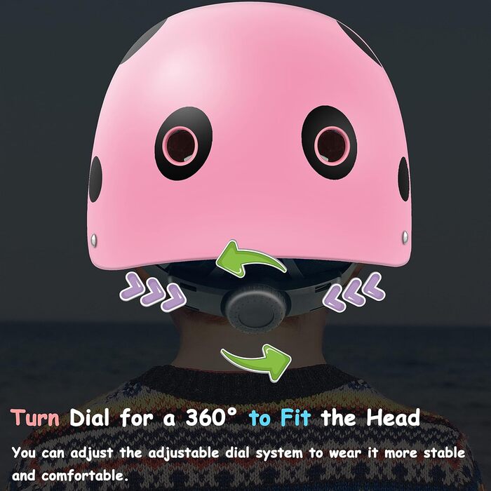 Дитячий шолом для хлопчиків і дівчаток, регульований, зручний, для самоката, самоката, скейтборду, велосипеда Рожева Божа корівка