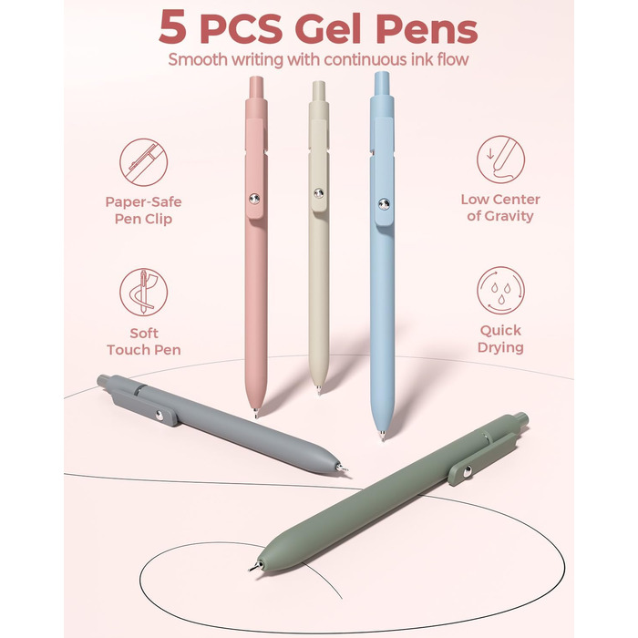 Набір шкільного приладдя Four Candies, 56 шт., естетичне, з пеналом, 6 кольорових кулькових ручок, 12 пастельних маркерів, 5 гелевих ручок з чорним чорнилом, 9 механічних олівців 0,5-2,0 мм (рожевих)