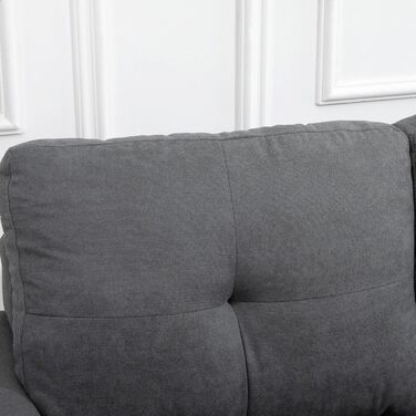 Кутовий диван HOMCOM L-подібної форми з 3 подушками, кутовий диван з ґудзиками, імітація лляної тканини, розкладний шезлонг-диван для вітальні, спальні 193 x 136 x 85 см темно-сірий