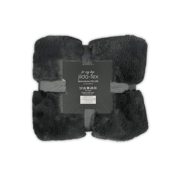 Плед для вітальні, штучне хутро, Rabbit Deluxe, 150x200 см, 750 г/м, плед зі штучного хутра (сірий), сірий, 150 x 200 см