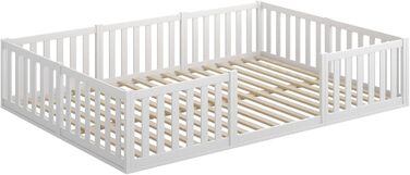 Дитяче ліжко CADANI Teso 120x200 см Ліжко-підлога Монтессорі, вантажопідйомність до 200 кг, із захистом від падіння, включаючи рейкову основу, масив сосни, білий колір - 3 варіанти складання, 120 x 200 см, білий колір